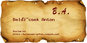 Belácsek Anton névjegykártya